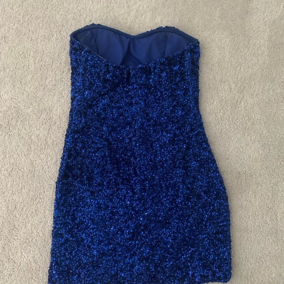 Top Shop Petite Blue Sequin Dress - Size Petite US 4 or Small - Picture 4 of 5